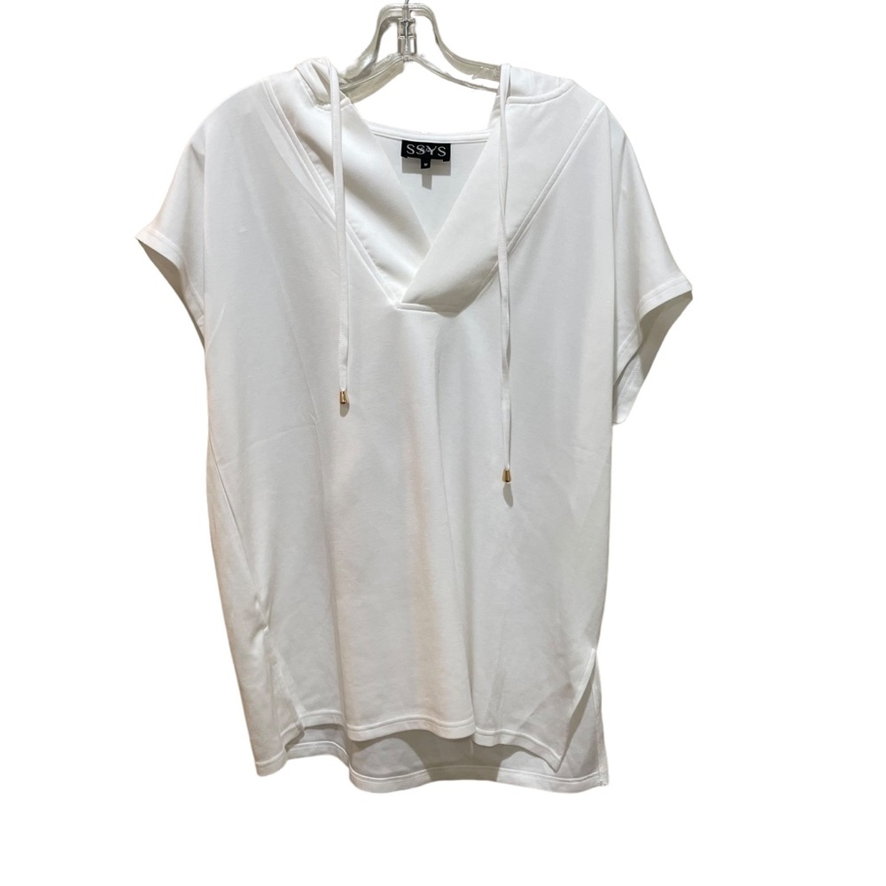 SSYS the label short sleeve hoodie sweatshirt white size medium